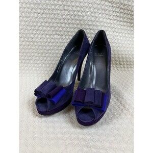 Stuart Weitzman Peep Toe Heels Moda Suede Platform Bow | New No Box | Size 10